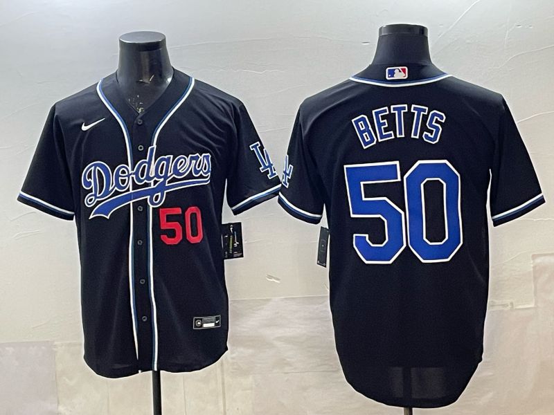 Men 2025 Nike Los Angeles Dodgers #50 Betts Black MLB Jersey style 004->los angeles dodgers->MLB Jersey
